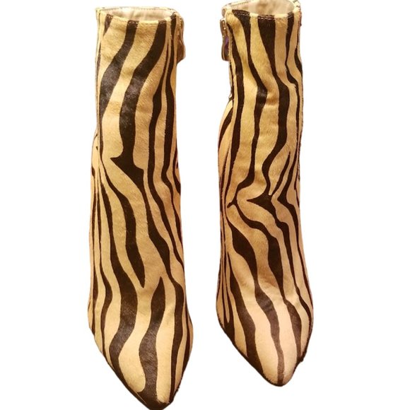 EUC | Women | Stiletto Ankle Booties | Zebra Animal Print | Calf Hair | Size: 10 - Picture 2 of 16